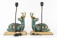 Paire de lampes de table décoratives représentant des cerfs … (photo 5)