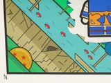a picture of a cartoon picture of a man on a boat