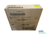 a cardboard box with a barcode on it on a white background