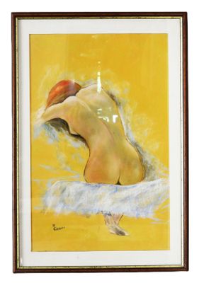 an image of a painting of a woman in a white dress