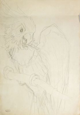 dessin au crayon représentant un oiseau perché sur une branche d'arbre
