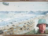 a painting of a man in a military uniform on a easel