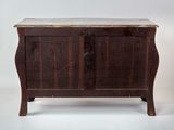 an old wooden chest with a marble top on a white background