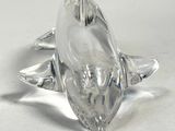 silver plated ring with a clear glass bird on it ' s head