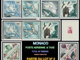Les timbres représentent différents animaux et oiseaux sur fond noir.