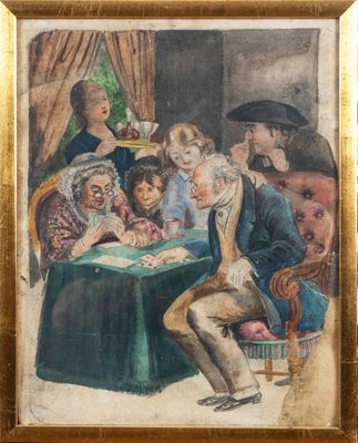 une image d'un tableau représentant un groupe de personnes assises autour d'une table