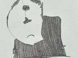 a drawing of a man with a sad face on a piece of paper