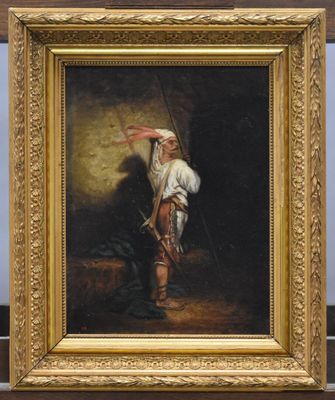 une image représentant un tableau où l'on voit un homme tenant un drapeau à la main