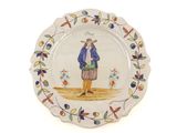 a plate with a picture of a man on it