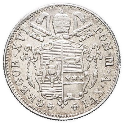 a silver coin with a coat of arms on it