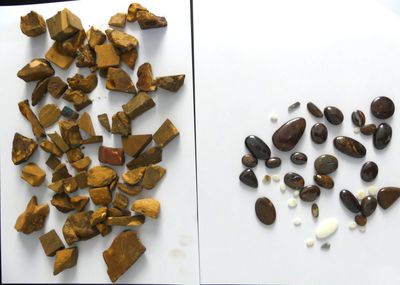 two different types of rocks and stones on the table
