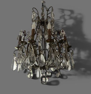 un lustre orné de nombreux cristaux suspendus