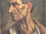 an old painting of a man with a white shirt and a brown jacket