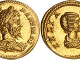a gold coin with an image of a woman on it