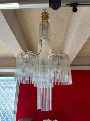 Murano ? Lustre en cascade en verre à trois lumières et un f…