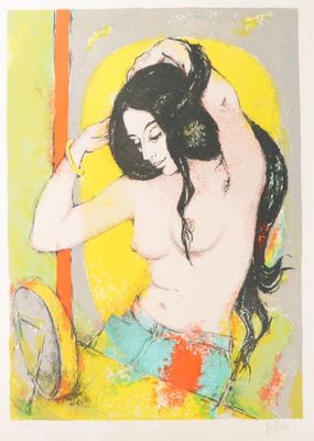 une image d'un tableau représentant une femme assise sur une chaise