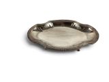 an antique silver plate on a white background with a white background