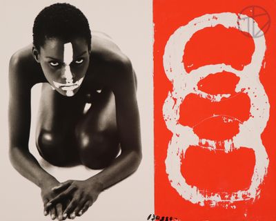 an image of a black and white photo of a woman with her hands on her chest