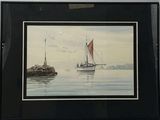a picture of a painting of a sailboat in the water