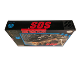 a black box with a red and blue logo on it