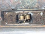 a close up of a metal box with a metal latch