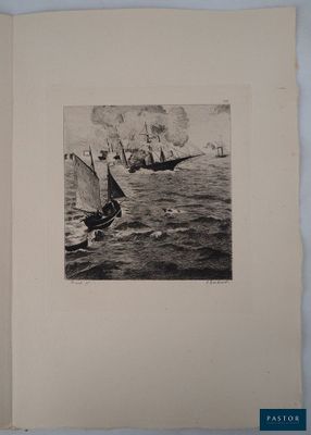 une vieille photo montrant un groupe de voiliers en mer