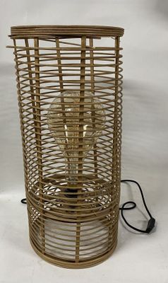 Lampe moderniste tubulaire en osier H.