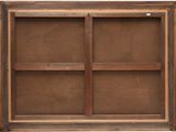 an old wooden window with four panes of glass in it