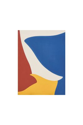 une image représentant une peinture d'une vague rouge, blanche et bleue