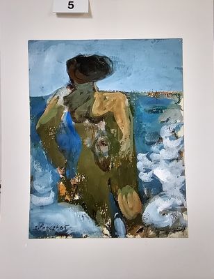 un tableau représentant un homme debout face à l'océan