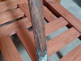 a bat that is sitting on top of a wooden crate