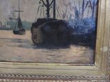 a picture of a painting of a boat in the water