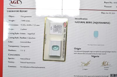 a certificate with a picture of a diamond on it