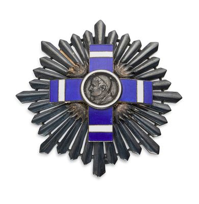 une image représentant une croix bleue et blanche avec une pièce au centre
