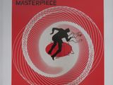une affiche rouge avec, au centre, un homme sur une planche de surf