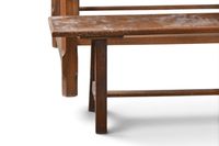 TABLE dite de ferme en chêne naturel à entretoises et tiroir… (photo 2)