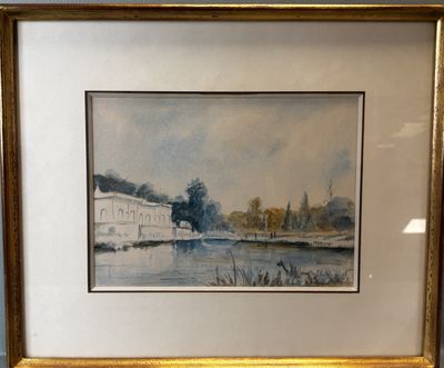 a picture of a picture of a watercolor painting in a gold frame