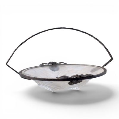 an image of a glass bowl with a handle on a white background