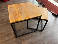 Table gigogne en métal et bois clair en trois parties (photo 5)