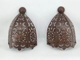 pair of antique wooden wall sconces with intricate design