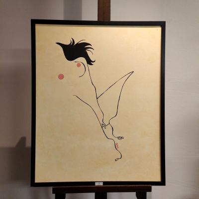 une photo d'un tableau représentant une femme sur un chevalet