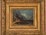 a painting of a landscape with a castle in the distance