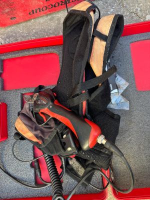 a pair of shoes and a pair of shoes in a case