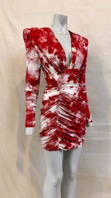 a red and white dress on a mannequin mannequin mannequin mannequin mannequin mannequin mannequin mannequin mann