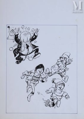 une image représentant un dessin en noir et blanc d'un groupe de personnages de dessins animés