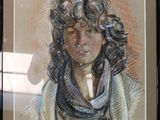 painting of a woman in a scarf and scarf around her neck