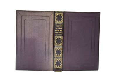 un vieux livre à la couverture violette et aux bordures dorées