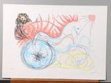 a picture of a drawing of a cat on a bike