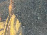 an old painting of a man holding a baby in his arms