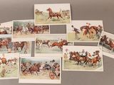 beaucoup de cartes sur lesquelles figurent des chevaux et des jockeys